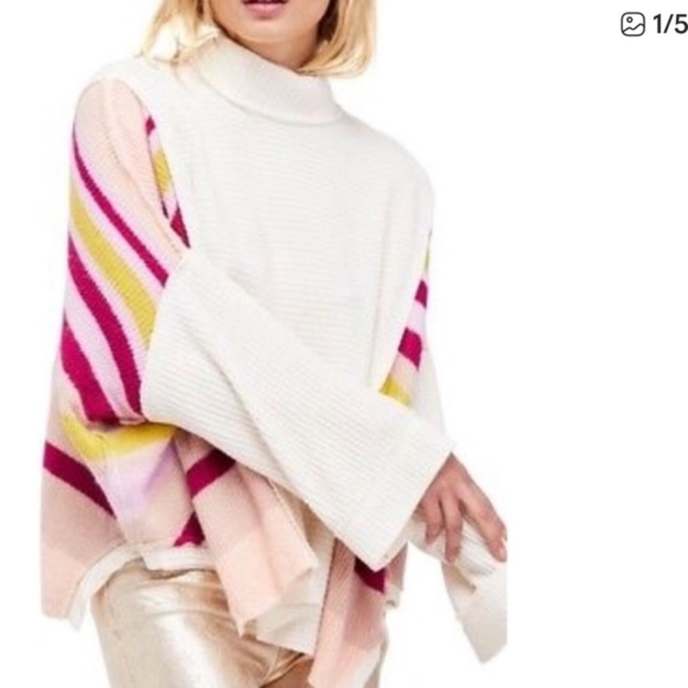 Free People WE THE FREE SUZI KNIT  Colorful Striped Women's Sweater MEDIUM